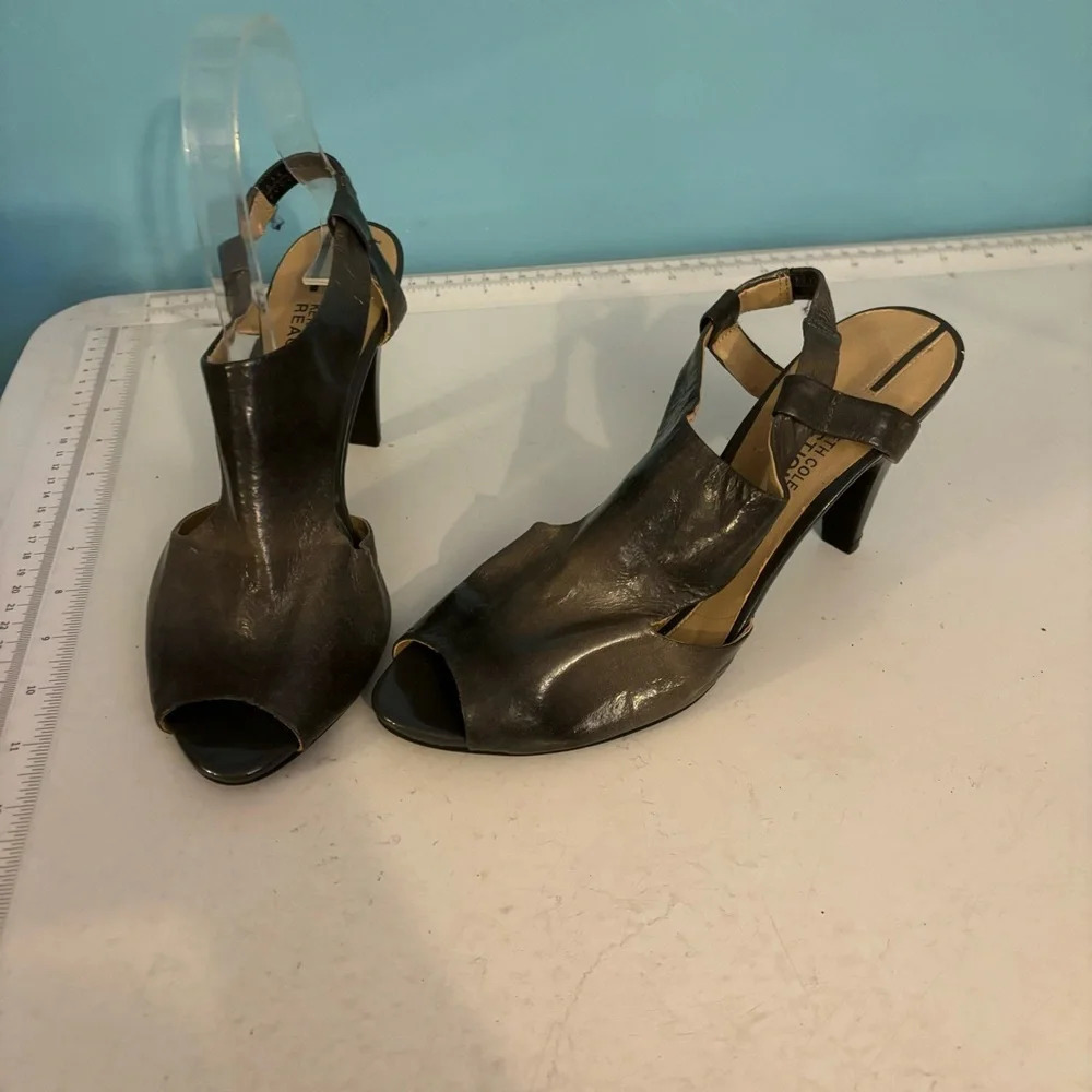 Kenneth Cole reaction sling back ombré grey leather heels in size 7.5